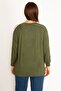 Women's Large Size Khaki Lace Detailed Blouse 65n34646 - 6