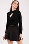Women's Black Front Window Detailed Blouse - 4