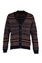Lacivert Slim Fit Yünlü V Yaka Jakarlı Triko Hırka TMNAW20HI0029 - 6