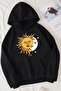 Black Printed Unisex Oversize Hooded Sweatshirt - 2