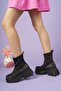 5080 Women's Leather Diver Fabric Thick Sole Boots - 2