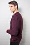 Men's Burgundy Honeycomb Knit Crew Neck Sweater E20-18803 - 3