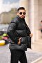 New Season Men's Fiber Filled Inflatable Leather Coat - 4