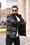 New Season Men's Fiber Filled Inflatable Leather Coat - 5