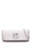 Shiny Satin Silver Evening Bag with Square Stone Accessories - 2