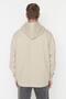 Beige Oversize/Wide Cut Hooded Fleece/Warm Sweatshirt Tmnaw23Sw00195 - 5