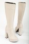 Women's Platform Above Knee Boots Beige Color - 3