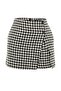 تنورة شورت منسوجة بنقشة Houndstooth باللون الأسود TWOAW23SR00055 - 6