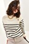 Women's White Half Turtleneck Sweater with Button Detail on the Shoulder 20223210 - 6
