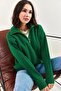 Women's Green Zippered Turtleneck Oversize Knitwear Sweater 20223202 - 4