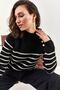 Women's Black Half Turtleneck Sweater with Button Detail on the Shoulder 20223210 - 3