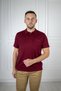 Polo Neck Buttoned Pocket Classic Pattern Claret Red T-shirt - 5