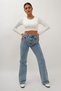 Light Blue Snow Wash Super High Waist Wide Leg Denim Jeans - 4