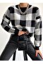 Women's Plaid Patterned Crew Neck Knitwear Sweater - 5