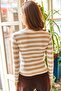 Women's Camel U-Neck Striped Lycra Blouse BLZ-19002022 - 5