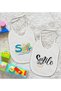 Smile Designed 2-Piece White Baby Bib-1 - 2