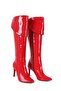 Women's Red Patent Leather Back Curved Zipper Over-The-Knee Stiletto Boots 576 - 3