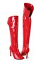 Women's Red Patent Leather Back Curved Zipper Over-The-Knee Stiletto Boots 576 - 4