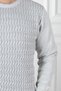 Interview O Neck Patterned Light Gray Knitwear Sweater - 2