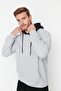 Gray Oversize/Wide Cut Hooded Lettering Printed Fleece Inside/Warm Sweatshirt Tmnaw23Sw00023 - 2