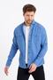 Men's Blue Double Pocket Snap Button Slim Fit Denim Shirt-tcktgmlkr02s