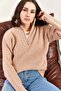 Women's Powder Zippered Turtleneck Oversize Knitwear Sweater 20223202
