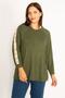 Women's Large Size Khaki Lace Detailed Blouse 65n34646 - 2