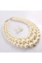 Cream Pearl Necklace And Earrings - 2