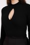 Women's Black Front Window Detailed Blouse - 7