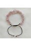 Pink Quartz Stone Broken Natural Stone Knitted Macrame Women's Zodiac Bracelet