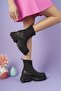 5080 Women's Leather Diver Fabric Thick Sole Boots - 3
