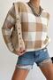 New Season Women's Plaid Patterned Crew Neck Knitwear Sweater
