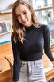 Women's Black Half Fisherman Ribbed Crop Sweater KZK-19000450 - 3