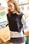 Woman's Black Side Tie Knit Suede SVT-00000017 - 3