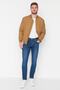 Navy Blue Stretchy Fabric Slim Fit Narrow Cut Jeans Pants TMNAW23JE00054 - 3