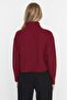 Bordo Selanik/Triko Görünümlü Fermuarlı Yaka Regular/Normal Kalıp Örme Sweatshirt TWOAW22SW0732 - 14
