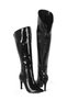 Women's Black Patent Leather Back Curved Zipper Over-The-Knee Stiletto Boots 576 - 4