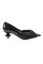 Women's Pointed Toe Low-Cut Bow Detailed Heeled Shoes Black Patent Leather 23473261