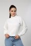 Women's Ecru Turtleneck Crop Sweat