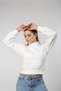 Women's Ecru Turtleneck Crop Sweat - 2