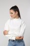 Women's Ecru Turtleneck Crop Sweat - 3