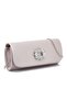 Shiny Satin Silver Evening Bag with Square Stone Accessories