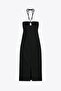 Halter Neck Midi Slit Dress - 2