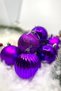 Pack of 8 Purple Colored Cici Balls 8 Cm Glittery Matte Shiny Embossed Christmas New Year Pine Tree Boxed Ornament - 7
