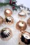 8 Pack Champagne Yellow Colored Salmon Colored Cute Ball 8 cm Glittery Matte Shiny Embossed Christmas Tree Ornament - 5