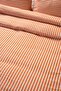 Orange Striped Linen Double Duvet Cover Pillow Set 200x220 Cm - 4