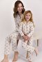 Cream Melange Girl's Shirt Pajama Set with Clock - 2