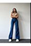Allow Gold Super High Waist Blue Loose Jeans Palazzo Trousers - 3