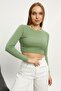 Women's Green Crew Neck Camisole Crop Body - 5