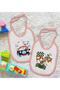 Set of 2 Pink Baby Bibs with Cute Driver Design-1 - 2